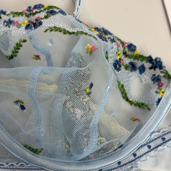 For Love and Lemons Blue Bra (XL) and Thong Set (L) - Picture 2 of 5